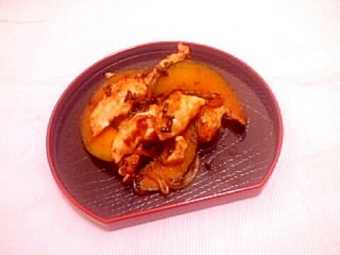 紫蘇風味♪鶏ムネ肉とかぼちゃの醤油炒め